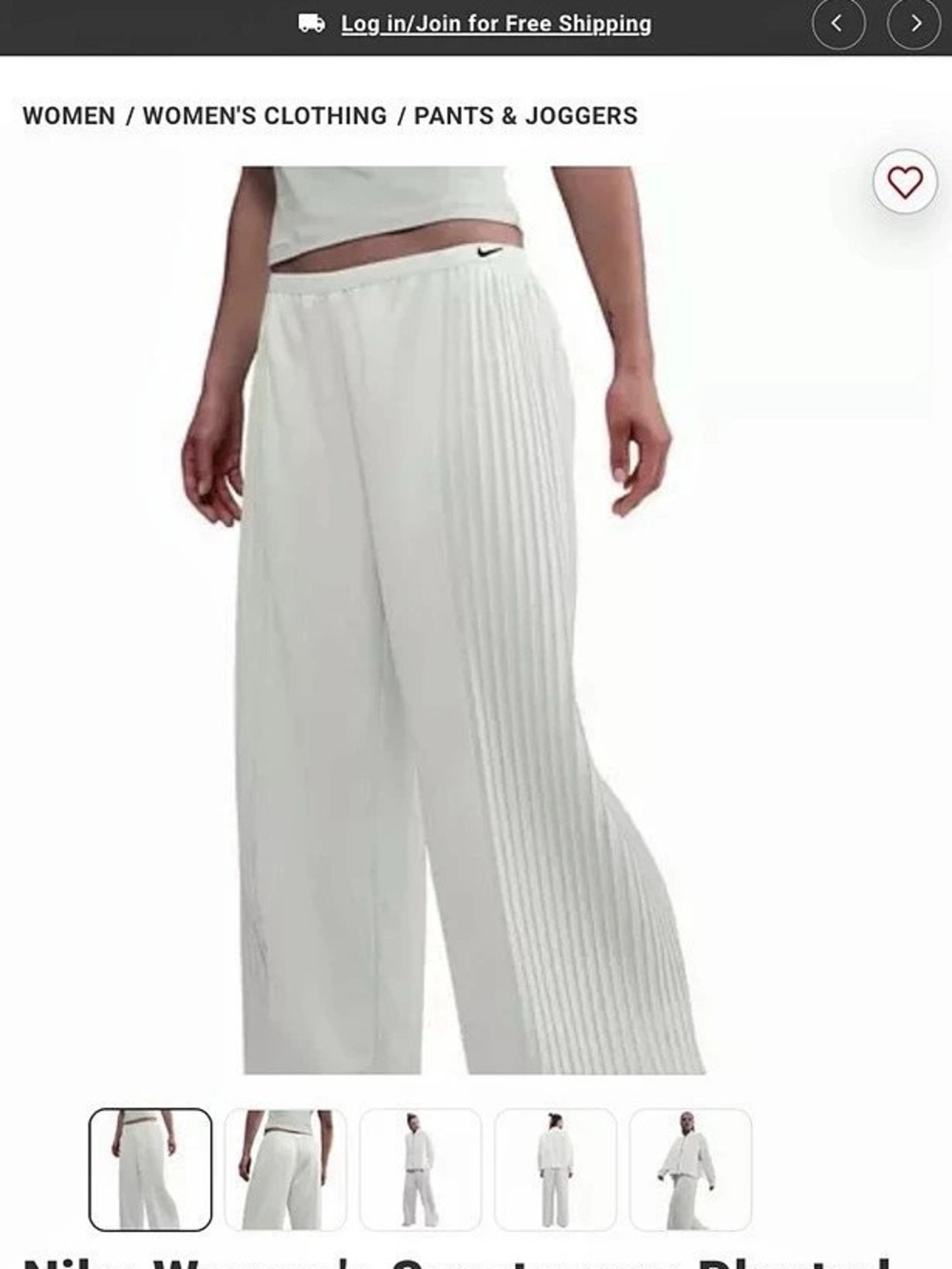 Nike Sportswear Plissé Pants Wide Leg in White